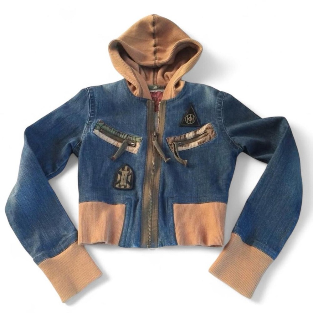 Y2K Vintage Riley Stretch Denim & Thermal Waffle Mixed Media Jacket